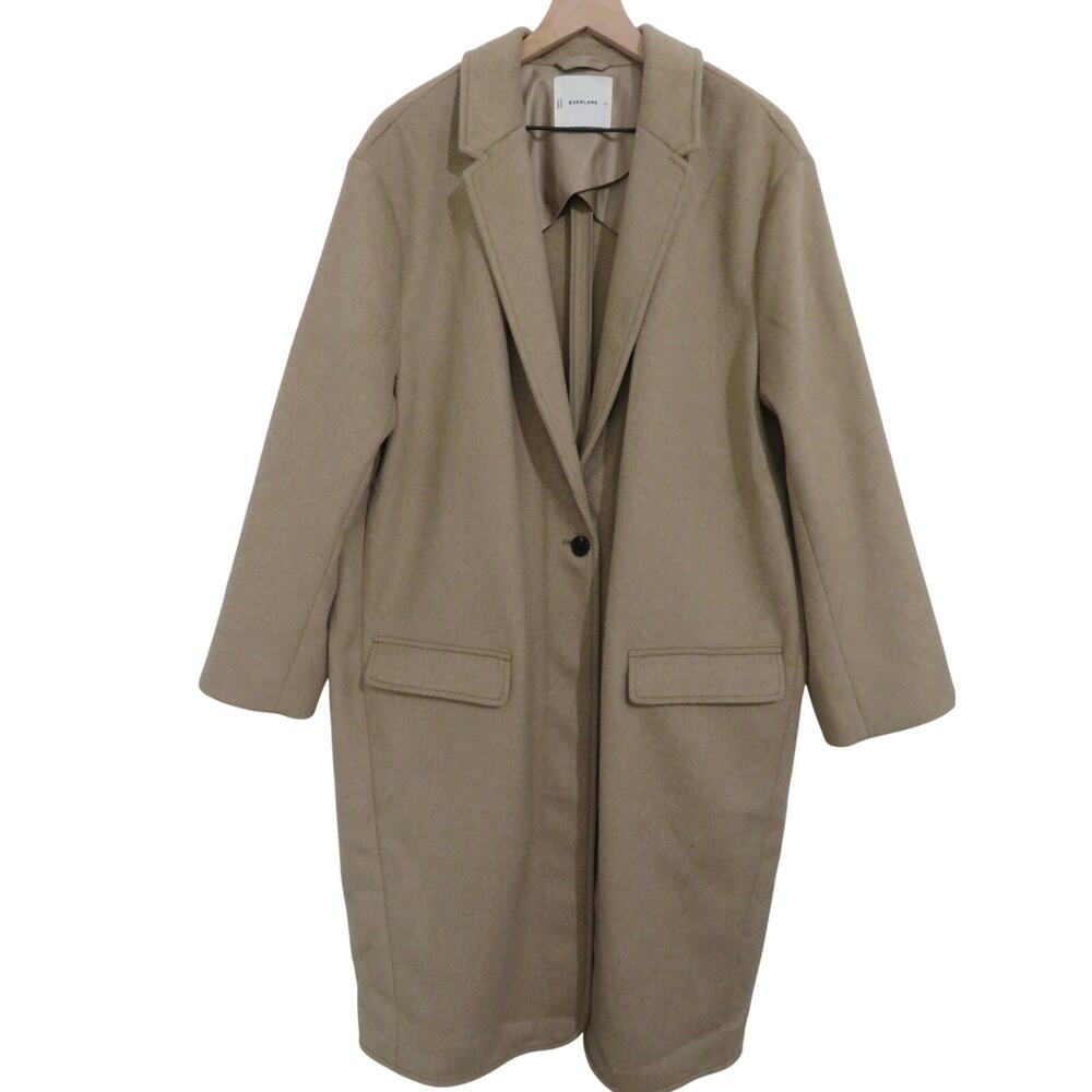 Everlane Women Sx XXL Rewool Blanket Coat Beige Wool Blend Longline
